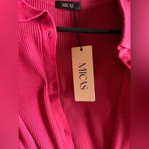 Raspberry MICAS button down ribbed dress. Never worn